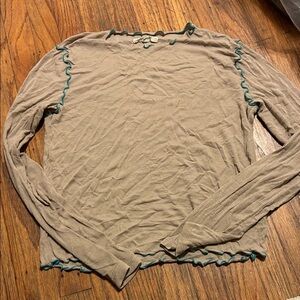 Madewell Long Sleeve Top with Teal Trim